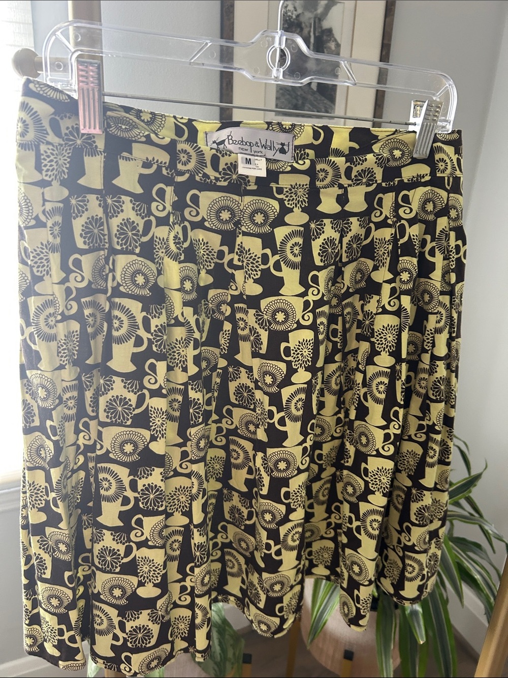 Yellow and Black Floral Circle Skirt